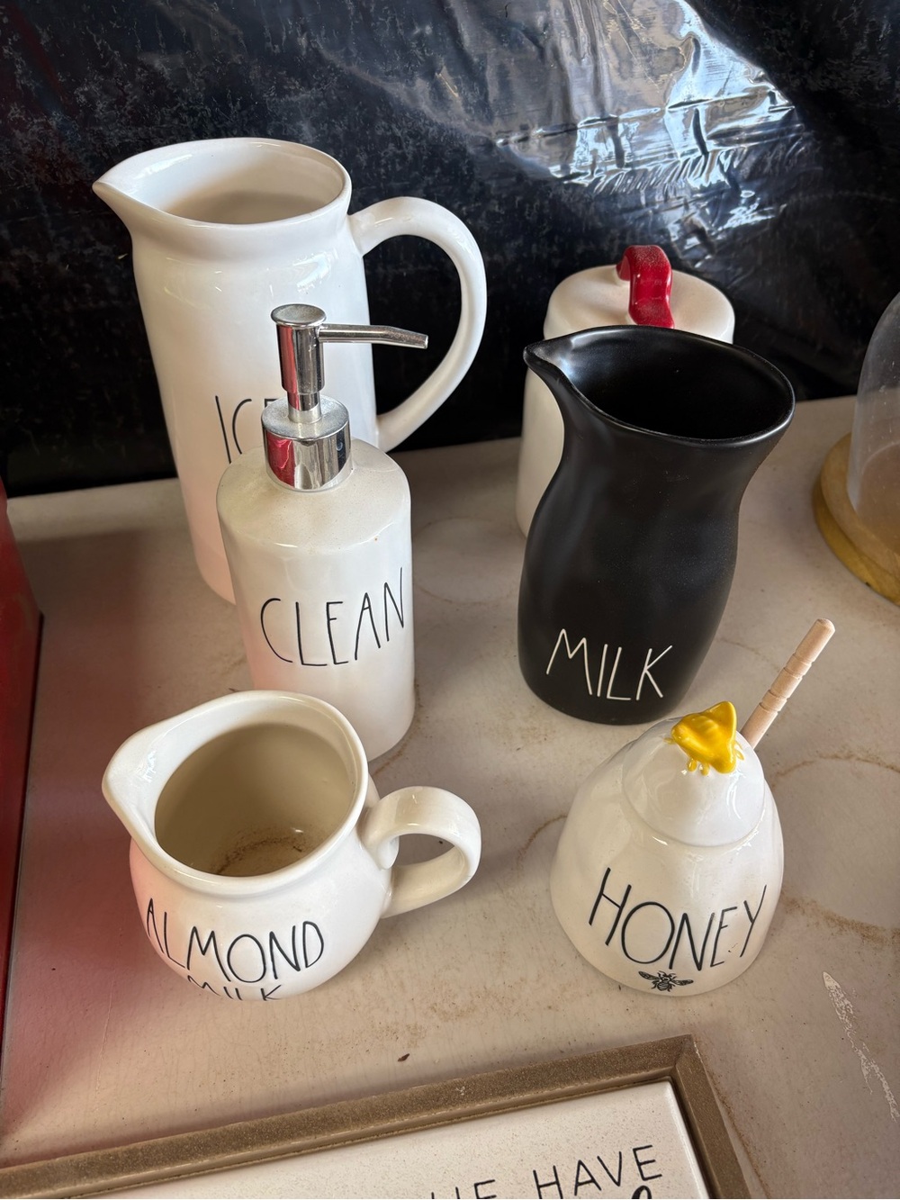 Rae Dunn White and Black Ceramic Pantry Set